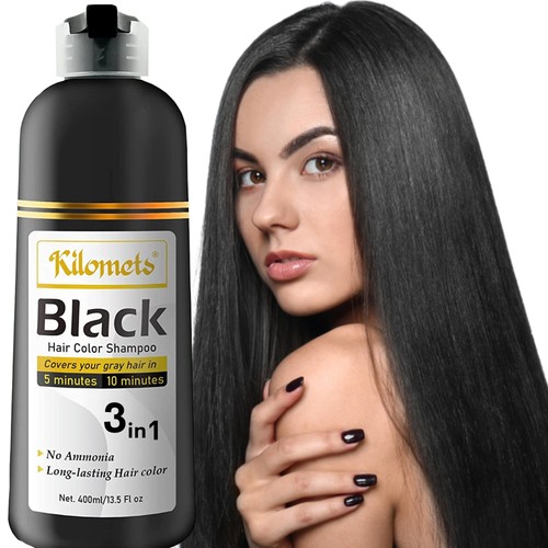 Black hair dye shampoo 400ml - hair,