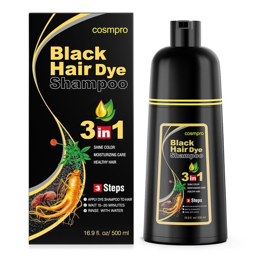 Black hair dye shampoo - black, in