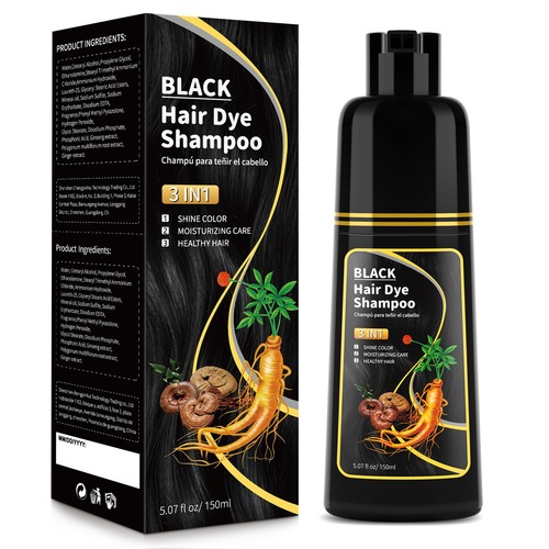 Black hair dye shampoo - black,